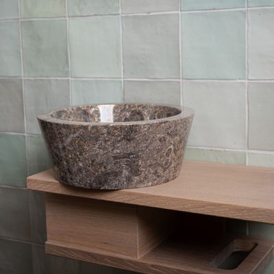 Waskom Loutro Bali T Rond 25x25x12 cm Marmer Taupe