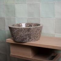 Waskom Loutro Bali T Rond 25x25x12 cm Marmer Taupe - thumbnail