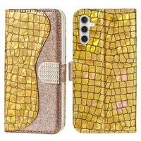 Croco Bling Series Samsung Galaxy A34 5G Portemonnee Hoesje - Goud