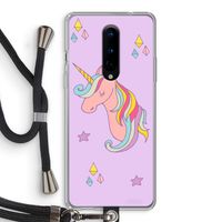 Roze eenhoorn: OnePlus 8 Transparant Hoesje met koord