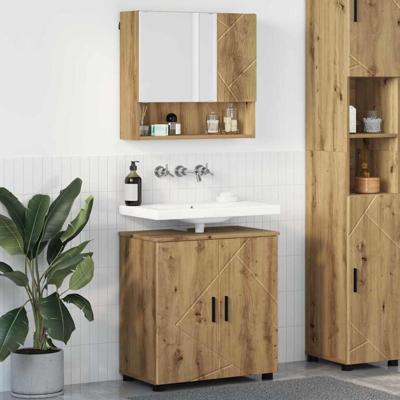 Badkamermeubelset 2 pcs artisanaal eikenkleurig 61 x 35 x 64 cm