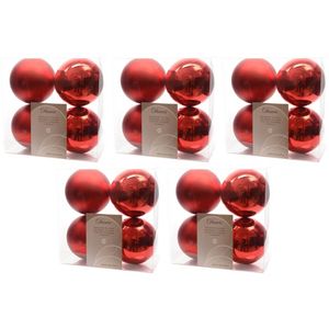 20x Kunststof kerstballen glanzend/mat kerst rood 10 cm kerstboom versiering/decoratie - Kerstbal