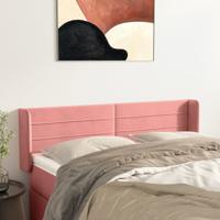 Hoofdbord met randen 147x16x78/88 cm fluweel roze
