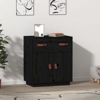 Dressoir 65,5x40x75 cm massief grenenhout zwart - thumbnail