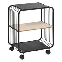 Opbergrekje 2 laags met planken - metaal/hout - 43 x 28 x 53 cm - op wielen - trolley - kastje