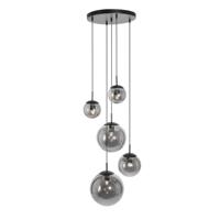 Steinhauer 5-lichts vide hanglamp Bolique zwart met smoke glas 2730ZW