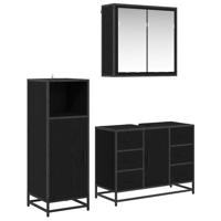 Badkamermeubelset met lade 3 pcs Zwart eiken 80 x 33 x 60 cm