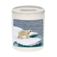 Foto ijsbeer spaarpot 9 cm - Cadeau ijsberen liefhebber - thumbnail