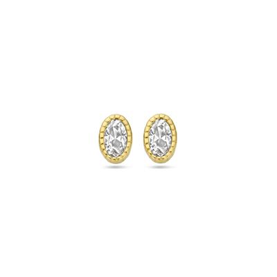 Elegante 14k Geelgouden Oorknoppen met Zirkonia - 6x4.5mm