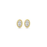 Elegante 14k Geelgouden Oorknoppen met Zirkonia - 6x4.5mm