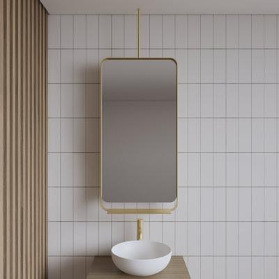 Badkamerspiegel Gliss Design Astra | 50x100 cm | Met planchet | Rechthoekig | Mat goud