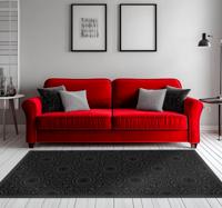 Mandala bloemen vinyl tapijt zwart