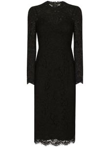 Dolce & Gabbana robe mi-longue à fleurs en dentelle - Noir