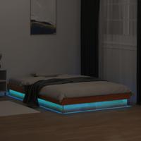 Bedframe met LED massief grenenhout wasbruin 120x190 cm - thumbnail