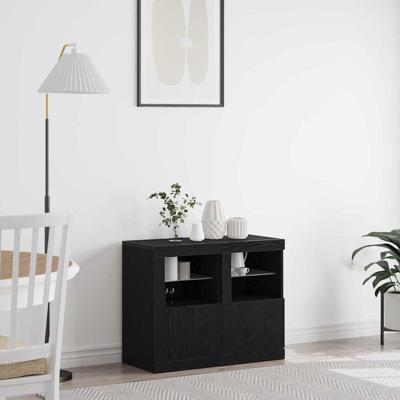Bijzetkast 2 pcs Zwart eiken 41 x 37 x 67 cm Bewerkt hout