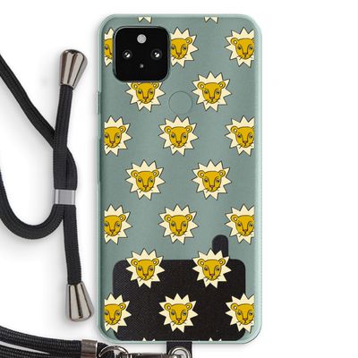 Leeuwenkoppen: Pixel 5a 5G Transparant Hoesje met koord