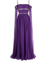 Zuhair Murad robe longue en soie à ornements en cristal - Violet