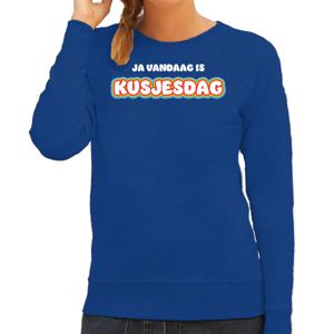 Verkleed sweater voor dames - kusjesdag - blauw - carnaval - foute party