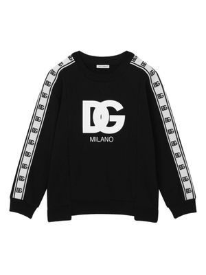 Dolce & Gabbana Kids sweat rayé à logo embossé - Noir