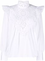 Chloé blouse en broderie anglaise à col montant - Blanc