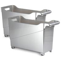 Plasticforte Trolley - Set van 2x stuks - zilverkleurig - L45 x B17 x H29cm - opberger op wieltjes