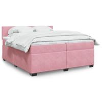 Boxspring met matras fluweel roze 200x200 cm