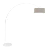 Steinhauer Witte booglampSparkled met taupe kap - 7170W