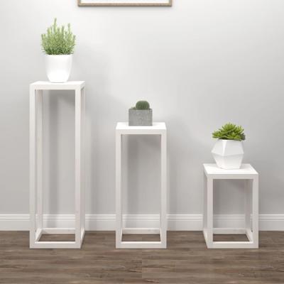 3-delige Plantenstandaardset massief grenenhout wit