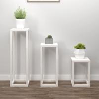 3-delige Plantenstandaardset massief grenenhout wit