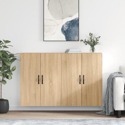 Hangkasten 2 st bewerkt hout sonoma eikenkleurig