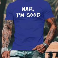 Bon&Bon Men's Graphic Slogan T-Shirt - Black Casual Round Neck Tee Blue / XXL