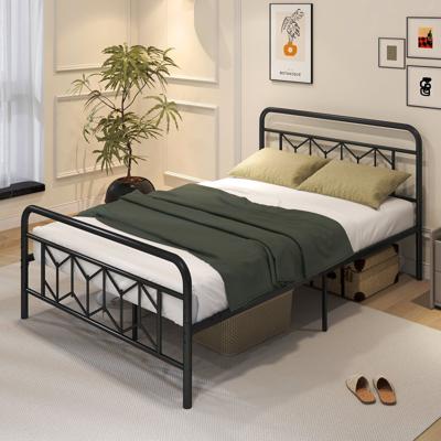 Tweepersoonsbed met Metalen Frame voor 200 x 140 cm Matras Metalen Bedframe met Hoofdeinde Gastenbed Zwart
