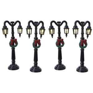 4x Kerstdorp onderdelen straatlantaarns 12,5 cm LED verlichting