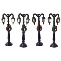 4x Kerstdorp onderdelen straatlantaarns 12,5 cm LED verlichting