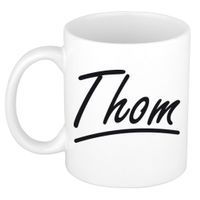 Naam cadeau mok / beker Thom met sierlijke letters 300 ml