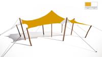 Stretchtent 4,5x6 geel - Nomadik stretch