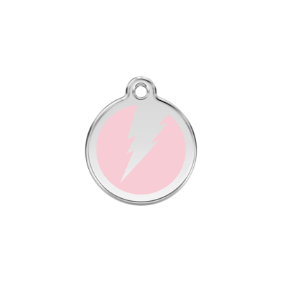Flash Pink roestvrijstalen hondenpenning small/klein dia. 2 cm - Reddingo