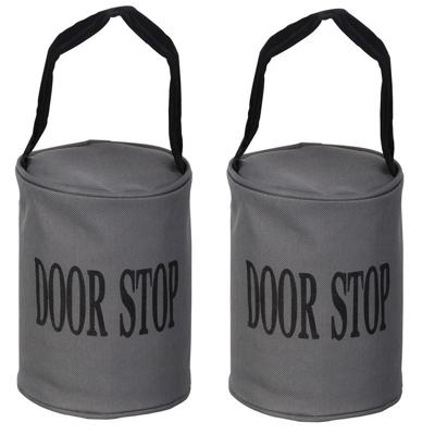 Esschert Design Canvas deurstopper grijs - Set van 2x stuks - met handvat - 16 x 12.5 cm - 2.4 kg