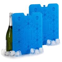 Koelelementen plat - Set van 2x stuks - 26 x 2 x 32 cm - blauw - 800 gram