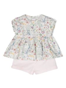 Il Gufo ensemble short-haut à fleurs - Blanc