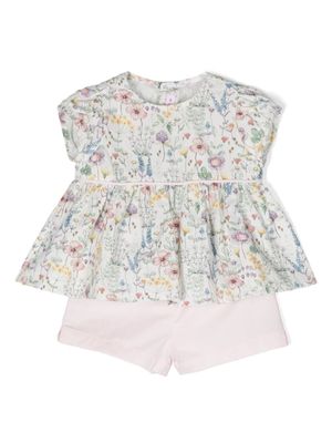 Il Gufo ensemble short-haut à fleurs - Blanc