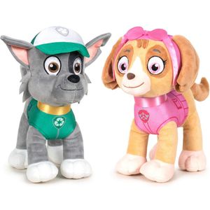 Paw Patrol knuffels set van 2x karakters Rocky en Skye 27 cm   -