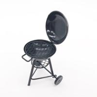 1:12 Mini huis Toy simulatie ronde oven buiten scène decoratie (zwart)