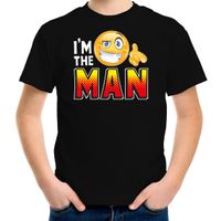 Funny emoticon t-shirt Im the man zwart voor kids - thumbnail