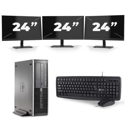 HP Compaq 6200 Pro SFF - Intel Core i7-2e Generatie - 16GB RAM - 256GB SSD - Windows 10 + 3x 24 inch Monitor