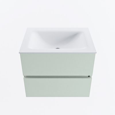 MONDIAZ VICA 60cm badmeubel onderkast Greey 2 lades. Wastafel CLOUD midden 1 kraangat, kleur Talc.