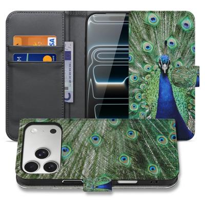 Apple iPhone 17 Pro | Bookcase | Hoesje Met Pauwprint En Pasjes