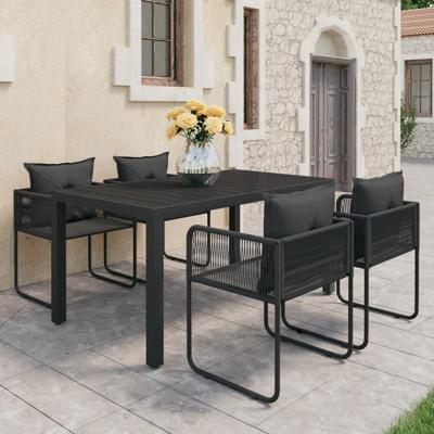 5-delige Tuinset PVC-rattan zwart