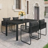 5-delige Tuinset PVC-rattan zwart