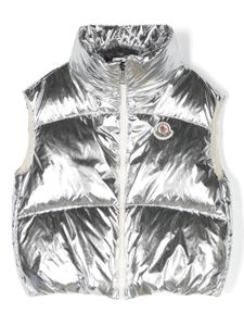 Moncler Enfant gilet matelassé Blavet à patch logo - Argent